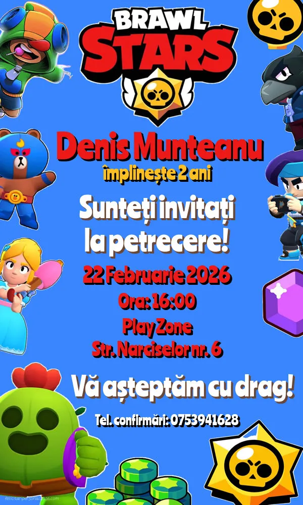 Invitație cu Brawl Stars
