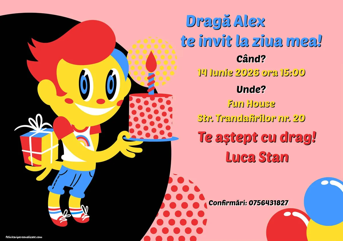 Exemplu completat: Invitație amuzantă