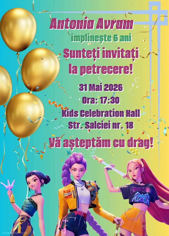 Invitație cu tema K-pop