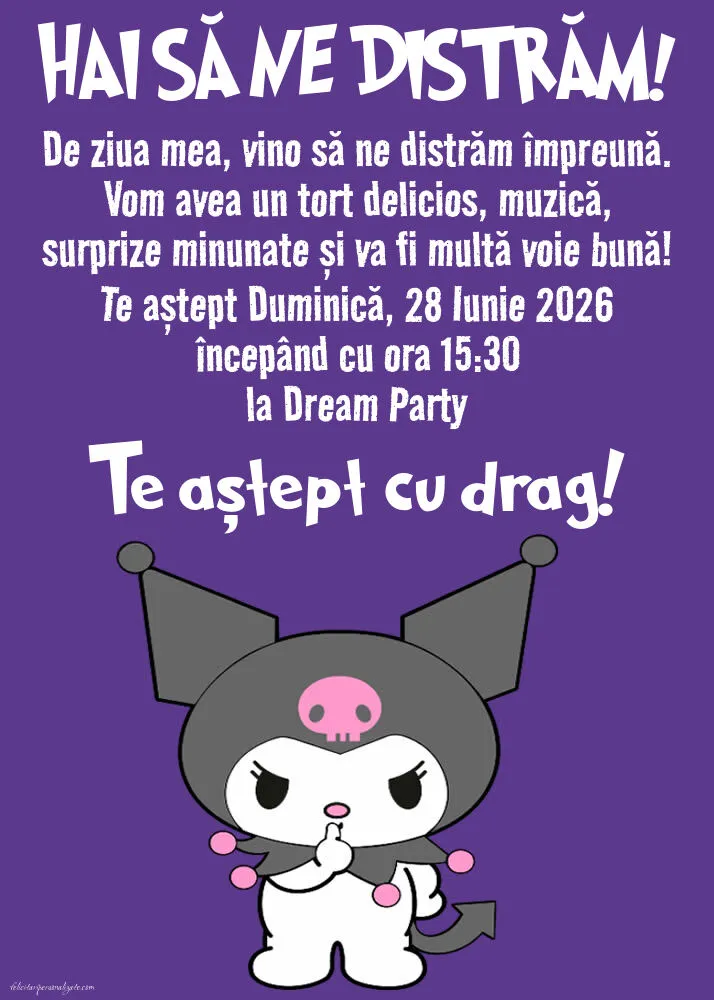 Invitație cu Kuromi
