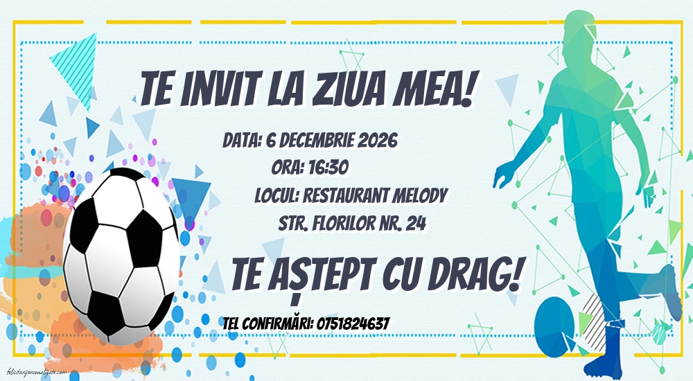 Exemplu completat: Invitație cu fotbal