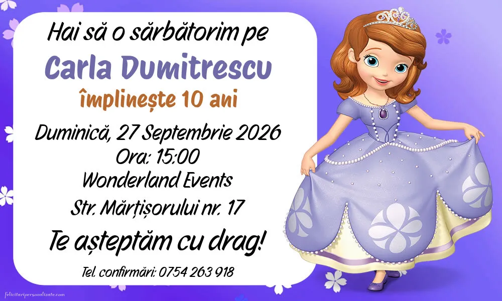 Invitație cu Sofia