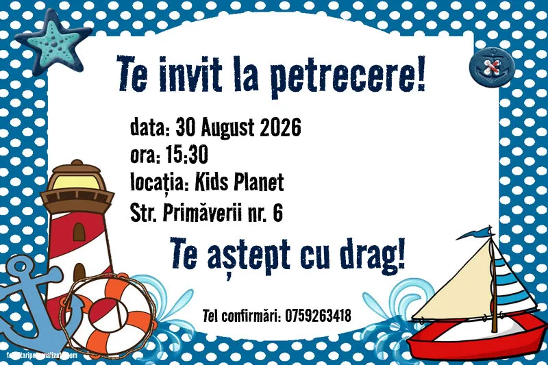 Exemplu completat: Invitație cu marinar