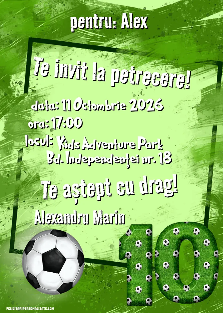 Exemplu completat: Invitație cu fotbal