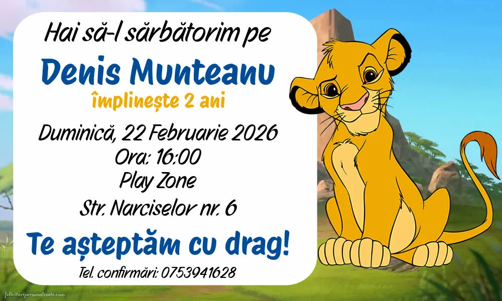 Invitație cu Simba