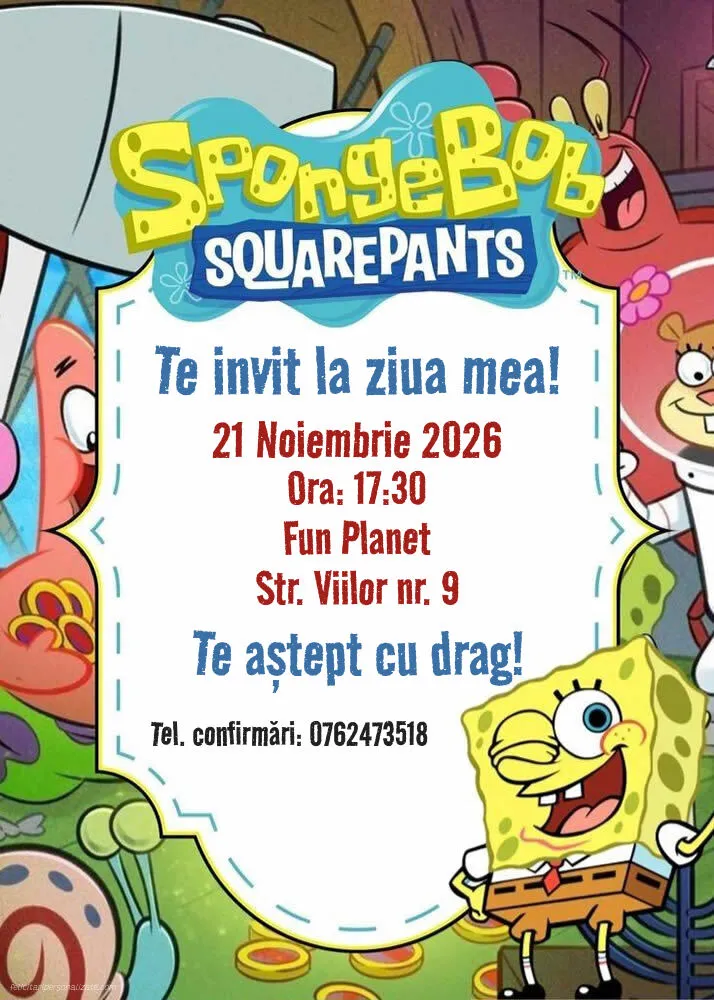 Invitație cu SpongeBob