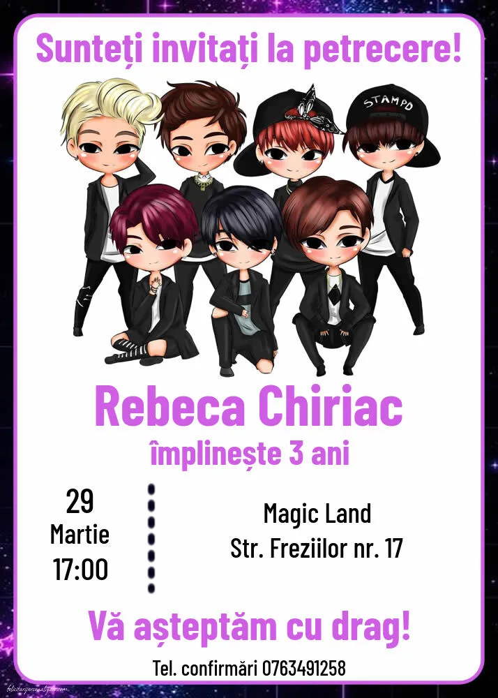 Invitație cu tema K-pop