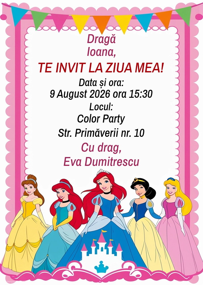 Invitație cu prințese