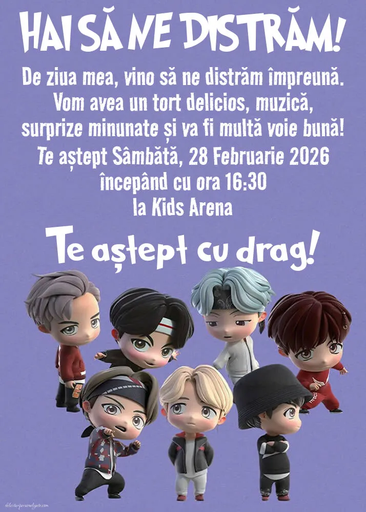 Invitație cu tema K-pop