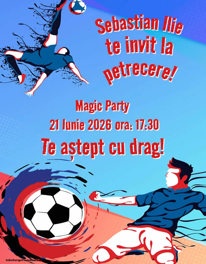 Exemplu completat: Invitație cu fotbal