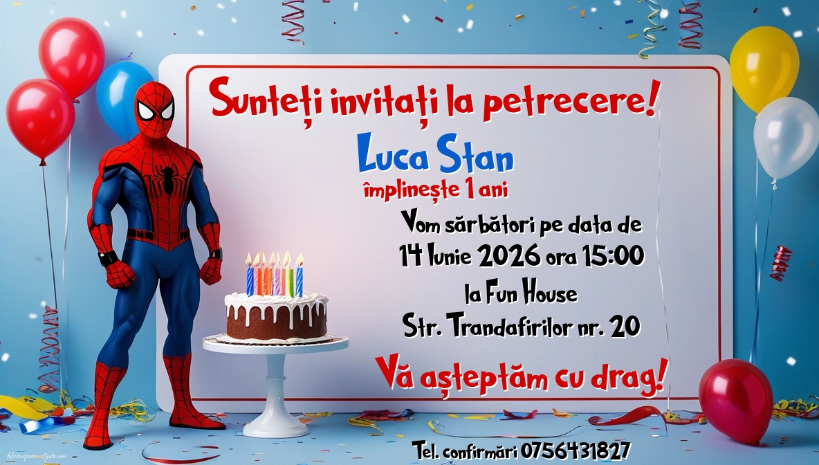 Invitație cu Spiderman