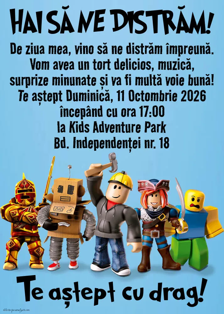 Invitație cu Roblox