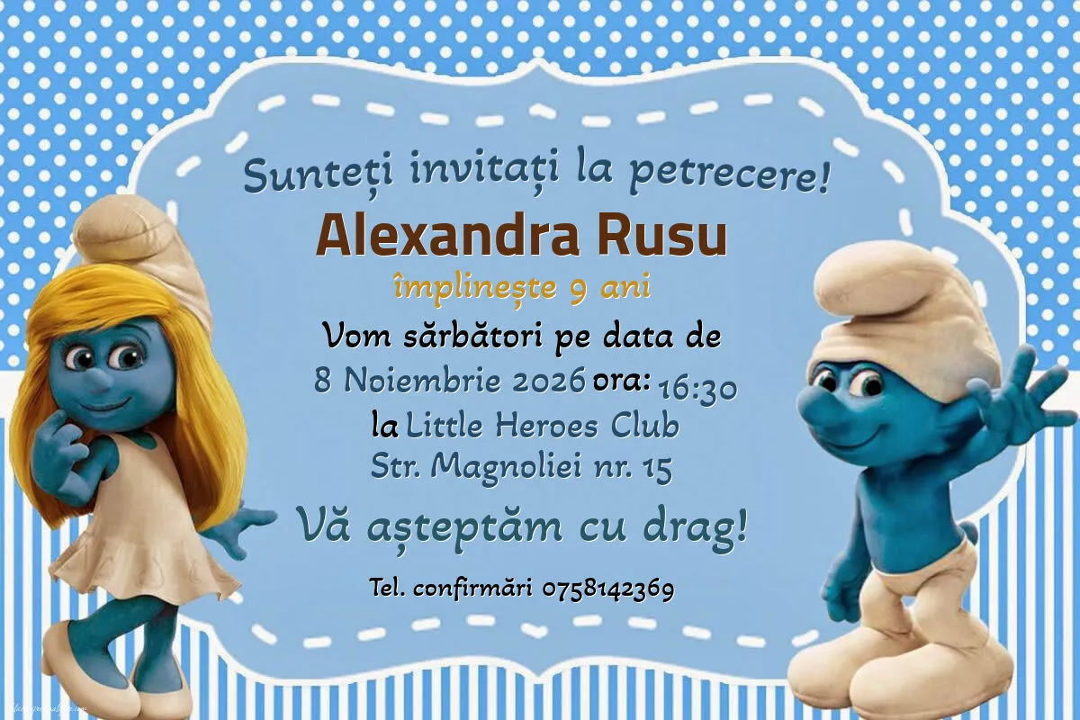 Invitație cu Ștrumfi