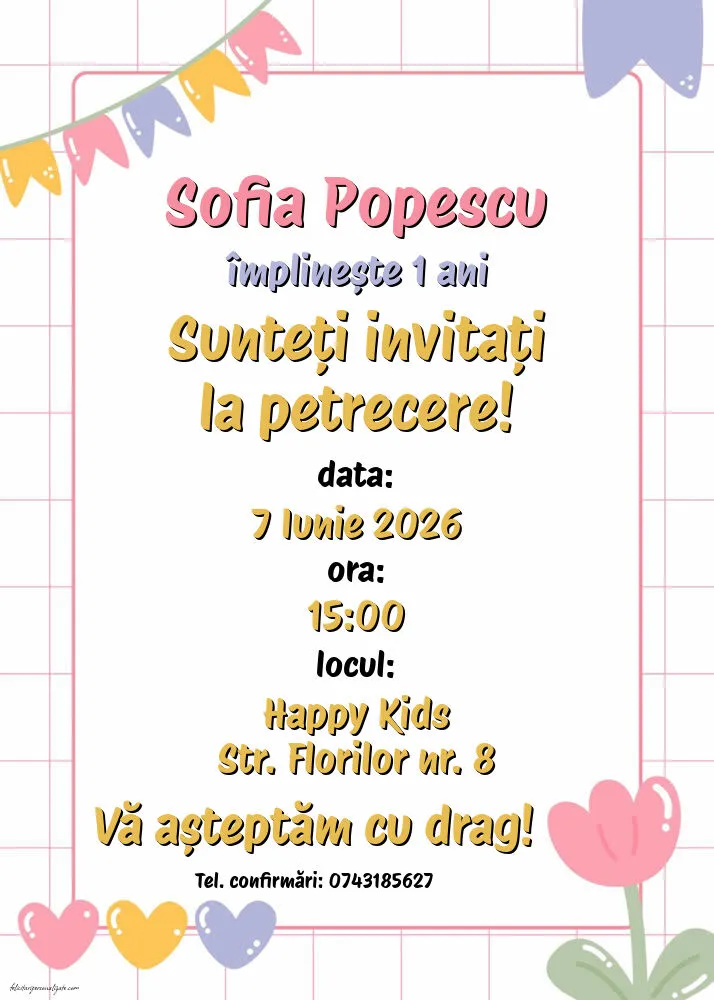 Invitație cu baloane