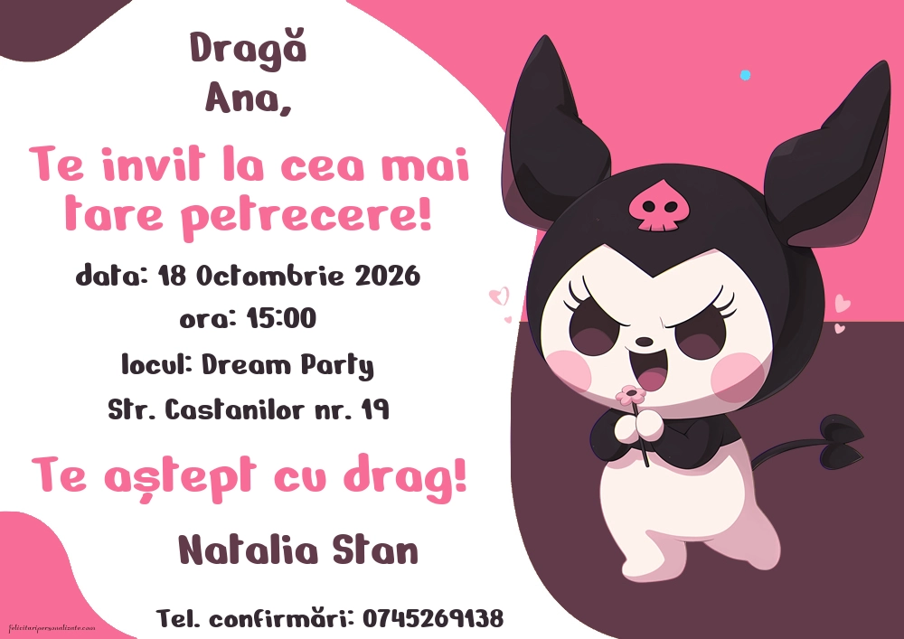 Invitație cu Kuromi