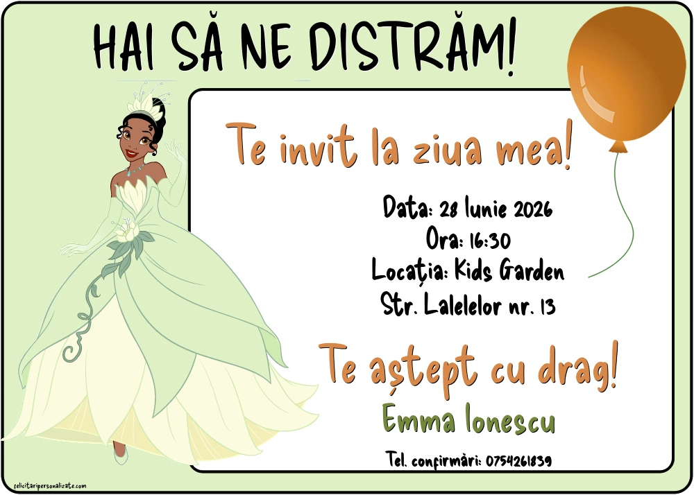 Invitație cu Tiana