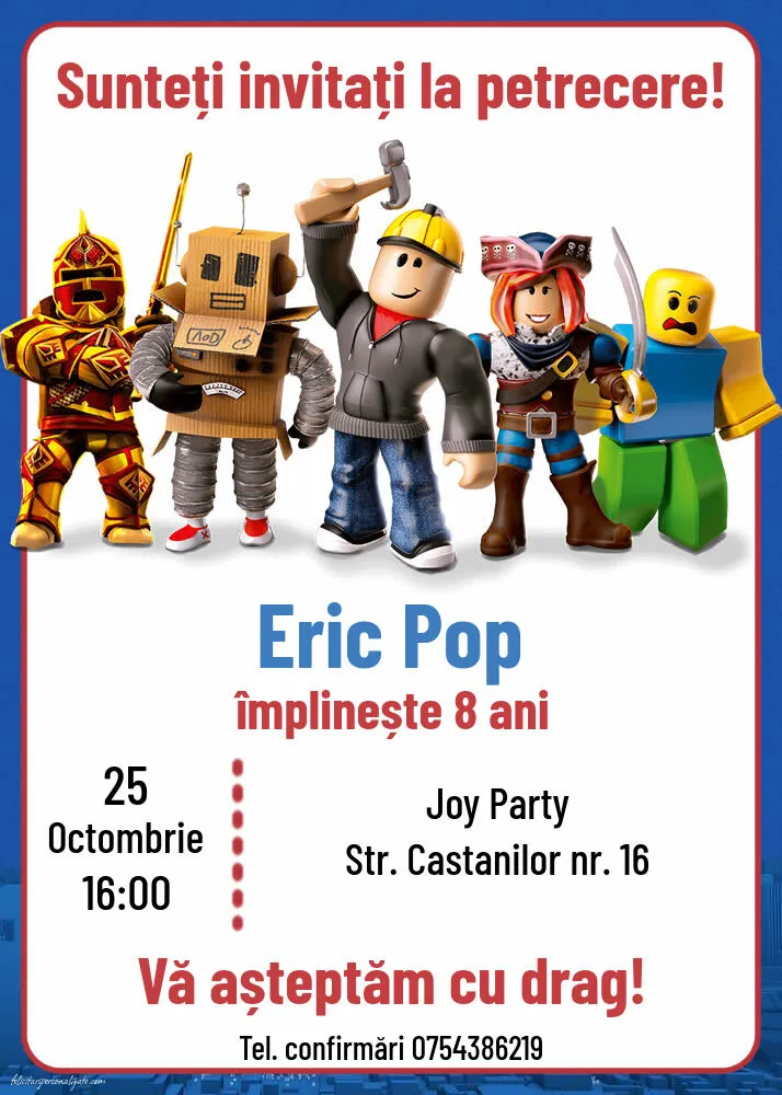 Invitație cu Roblox