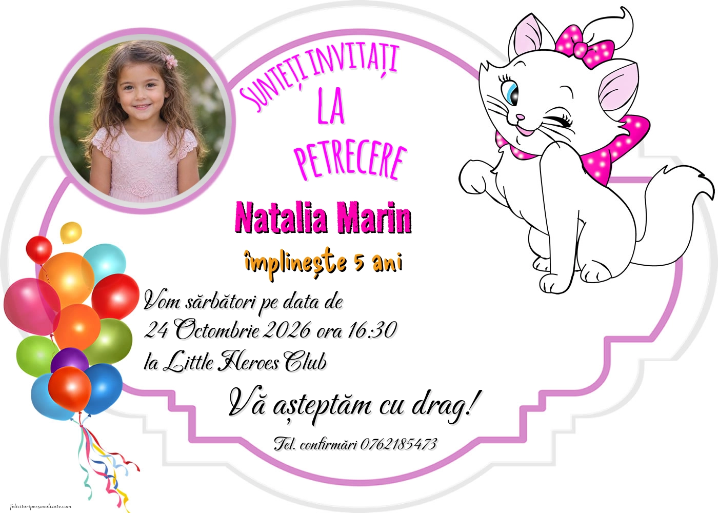 Invitație cu Pisicile aristocrate