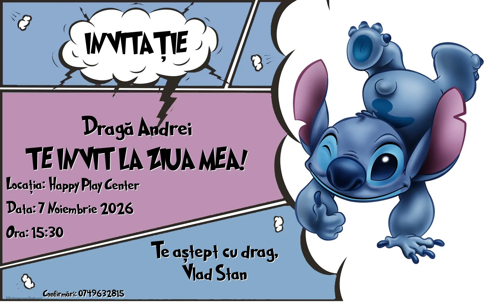 Invitație cu Stitch