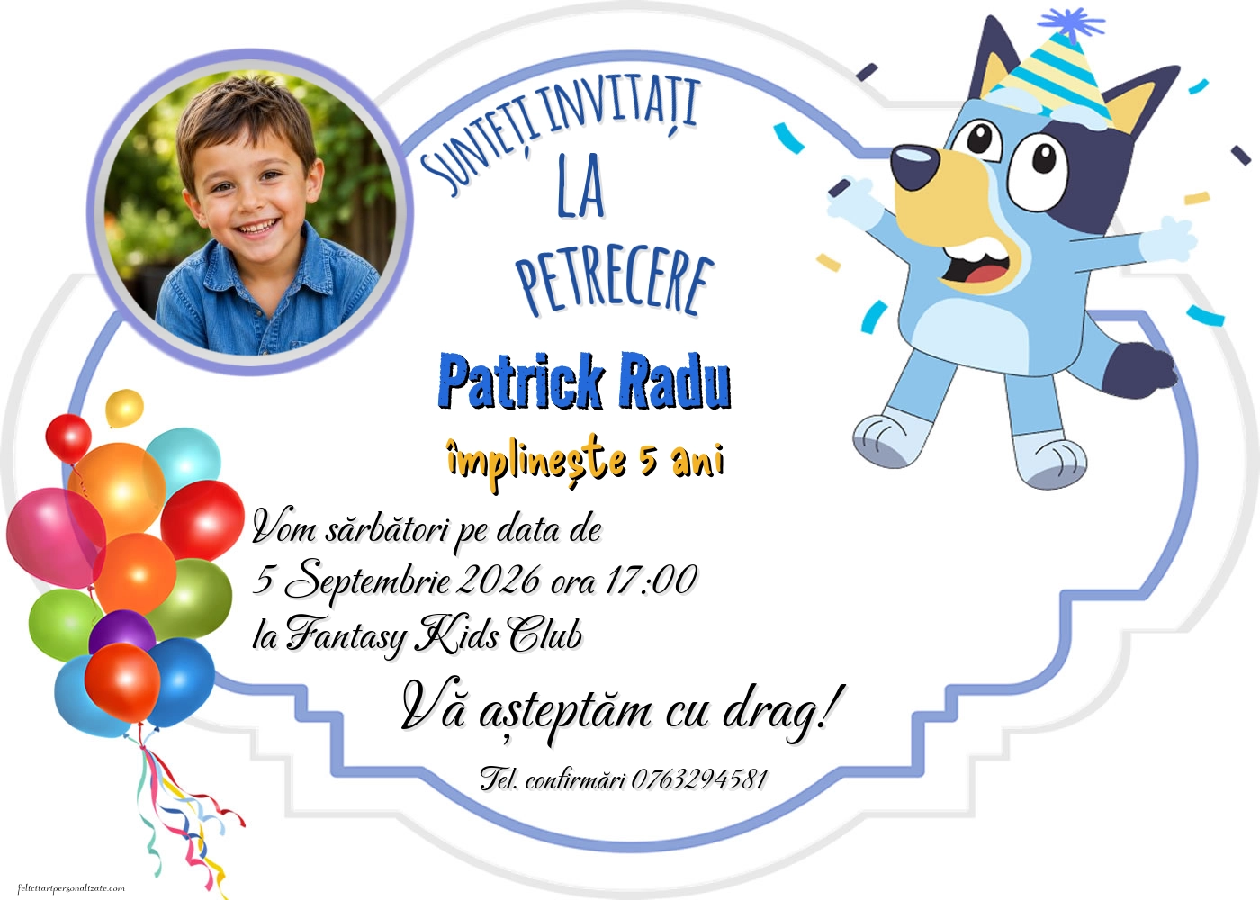 Invitație cu Bluey