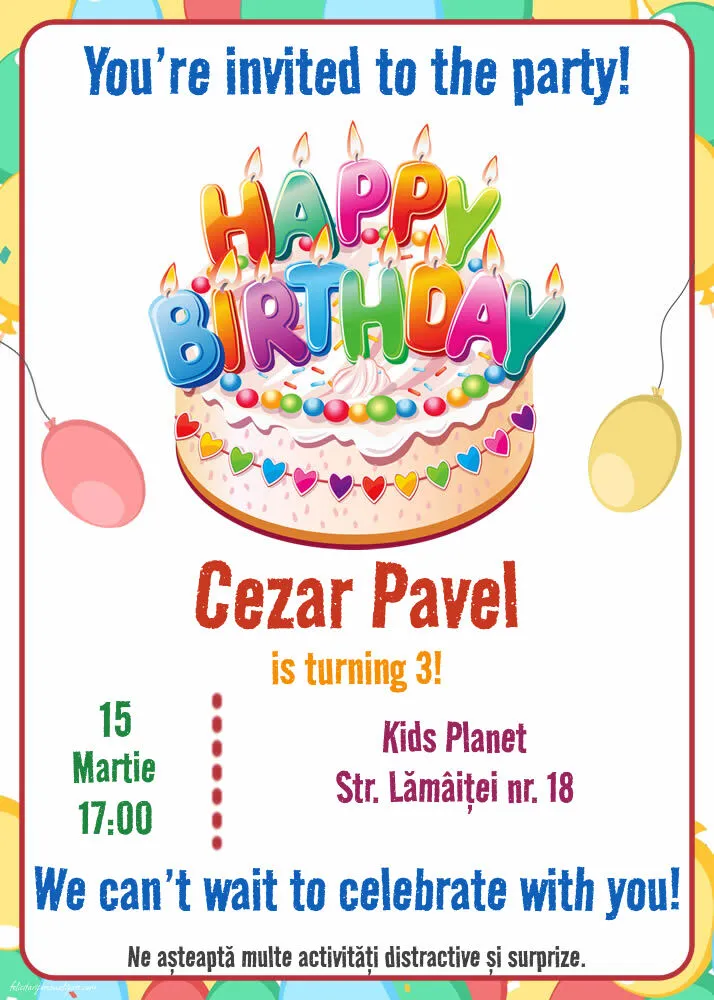 Invitație în limba engleză