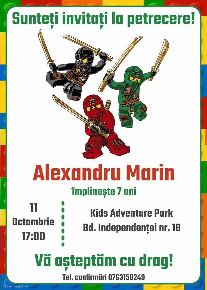 Invitație cu LEGO