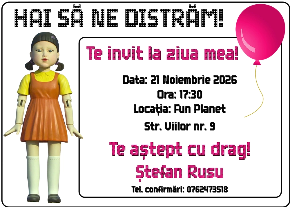 Invitație cu Squid Game