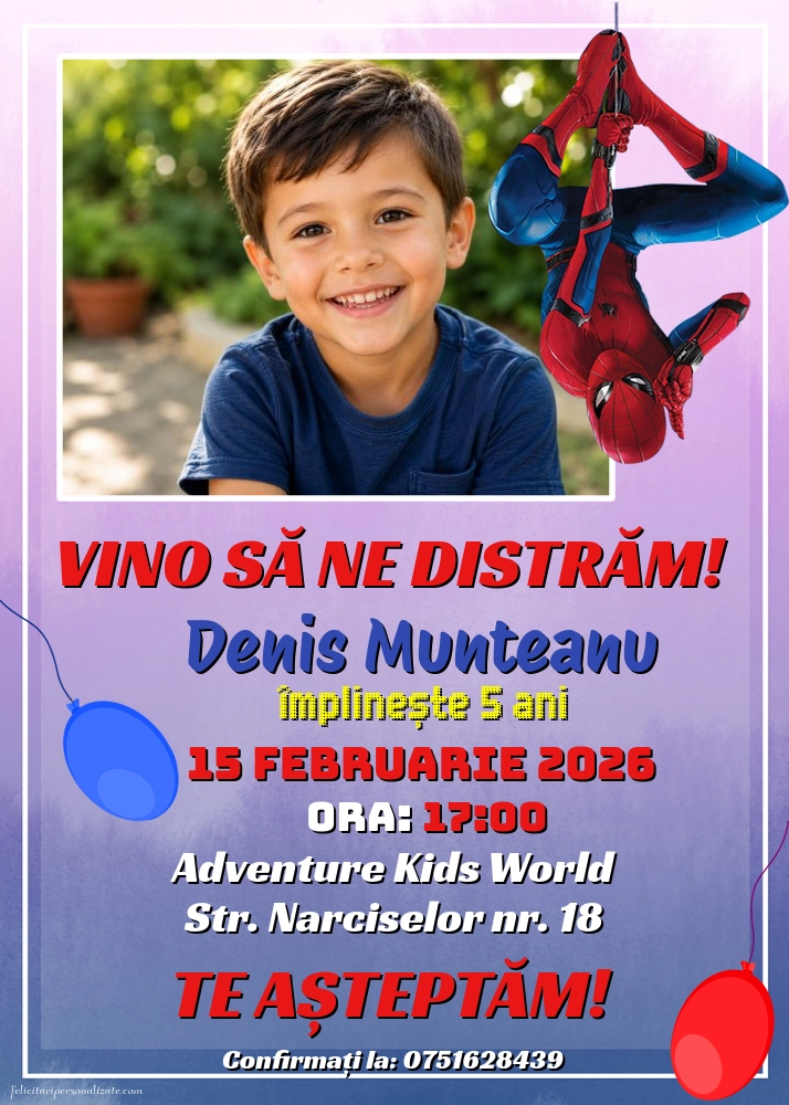 Invitație cu Spiderman