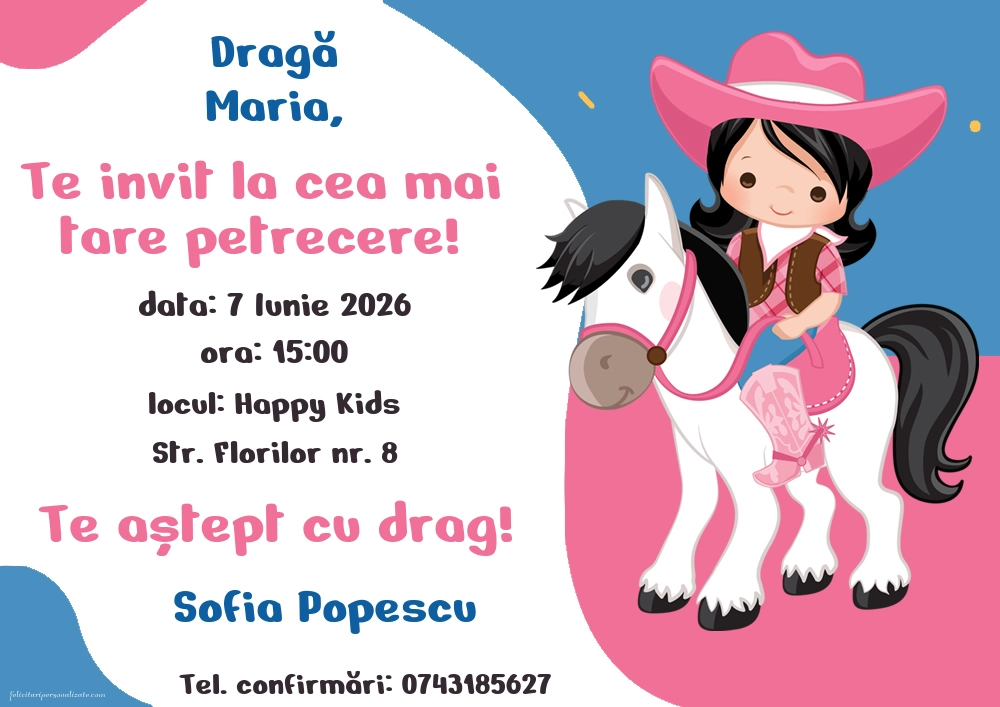 Invitație cu cowboy