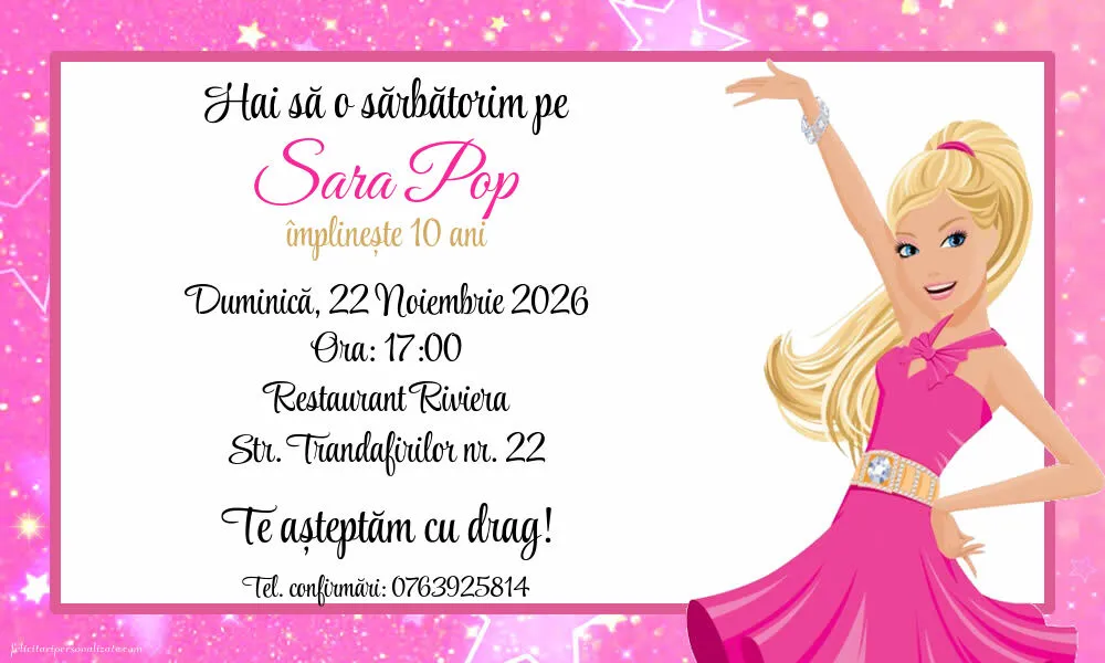 Invitație cu Barbie