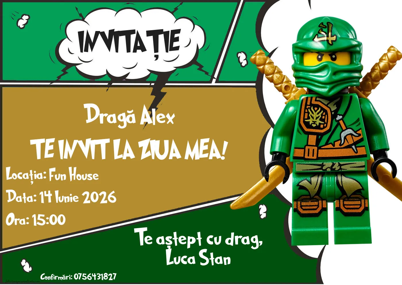 Invitație cu LEGO