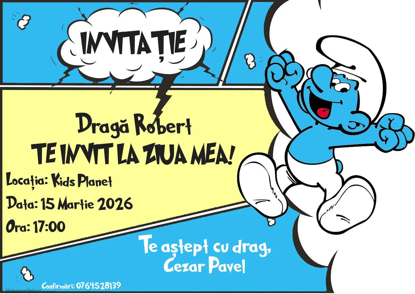 Invitație cu Ștrumfi
