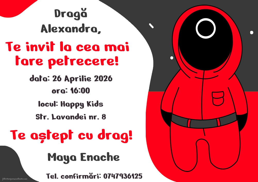 Invitație cu Squid Game