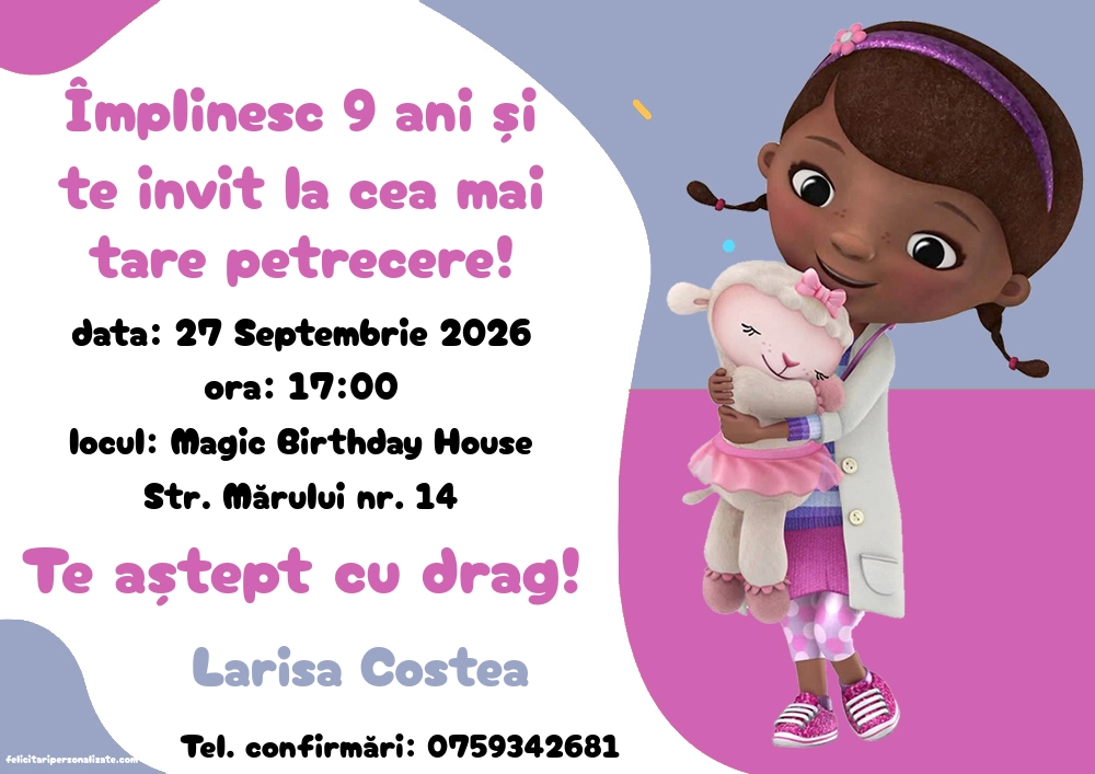 Exemplu completat: Invitație cu Doctorița Plusica