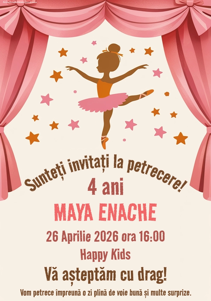 Invitație cu balerină