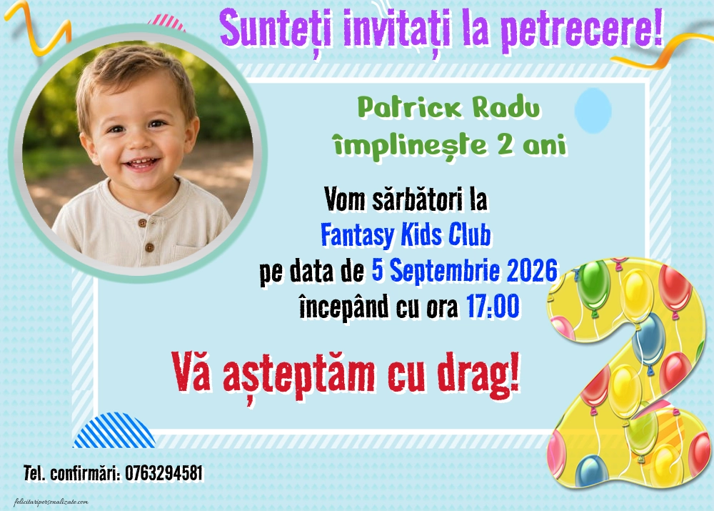 Exemplu completat: Invitație pentru 2 ani