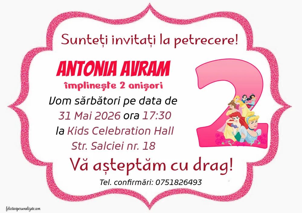 Exemplu completat: Invitație pentru 2 ani