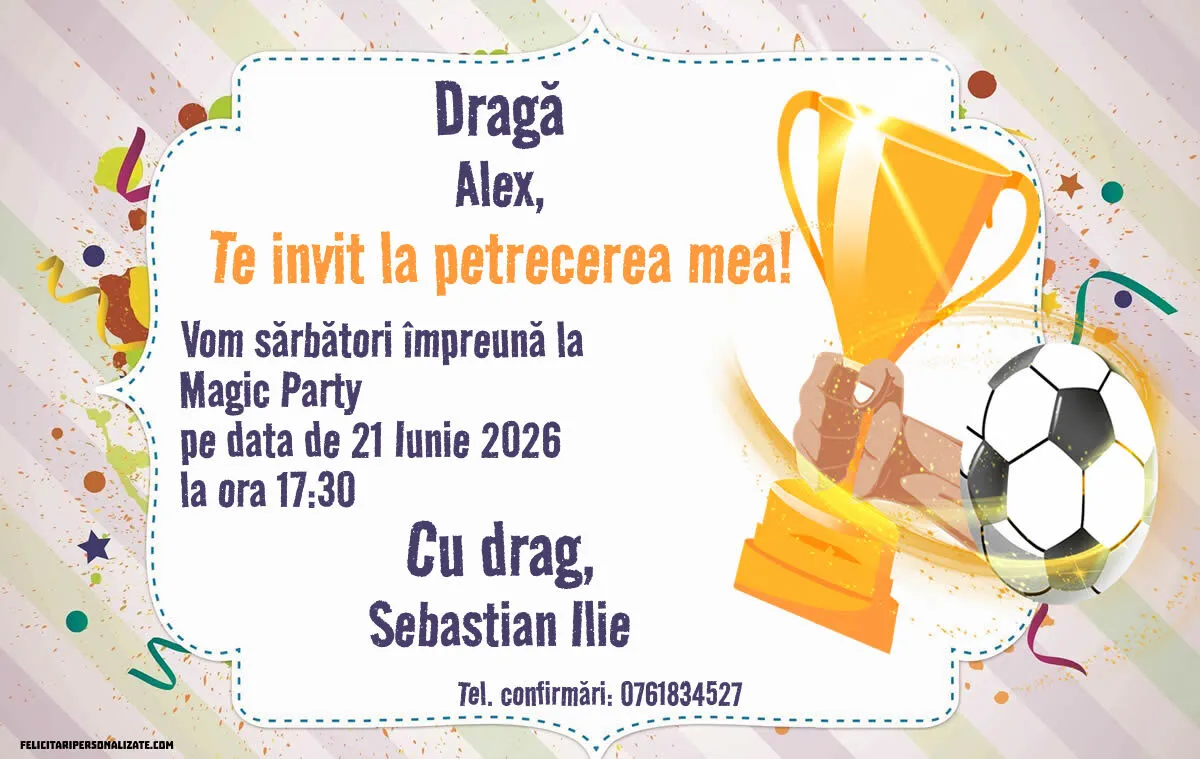 Exemplu completat: Invitație cu fotbal