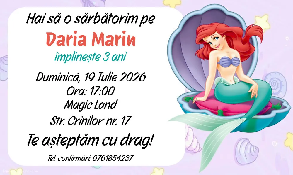 Invitație cu Ariel