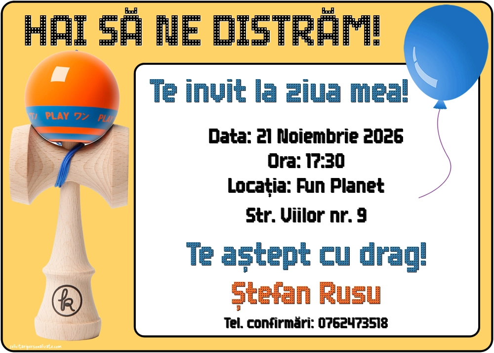 Invitație cu Kendama