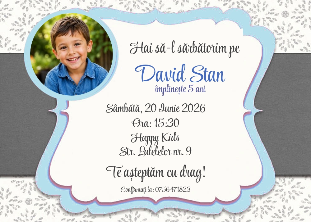 Exemplu completat: Invitație pentru băieți