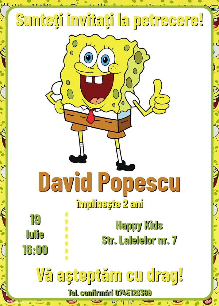 Invitație cu SpongeBob