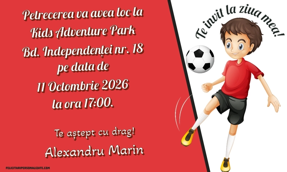 Exemplu completat: Invitație cu fotbal