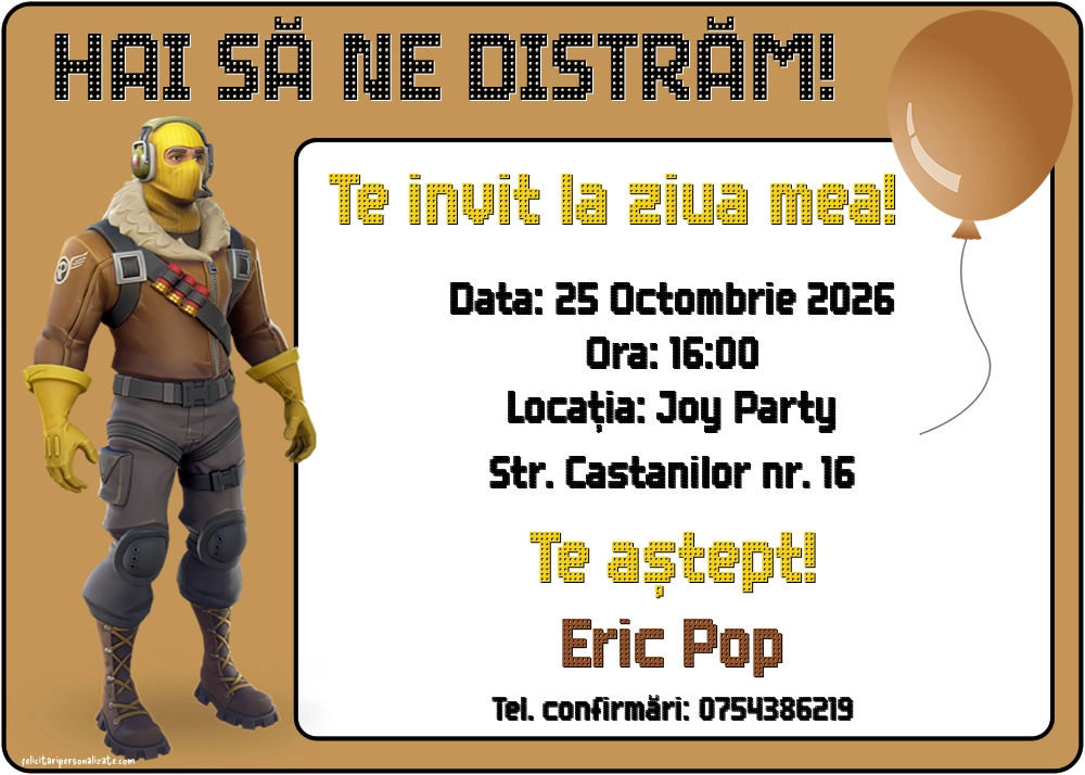 Invitație cu Fortnite