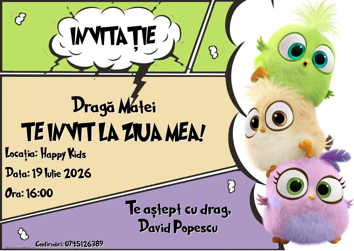 Invitație cu Angry Birds