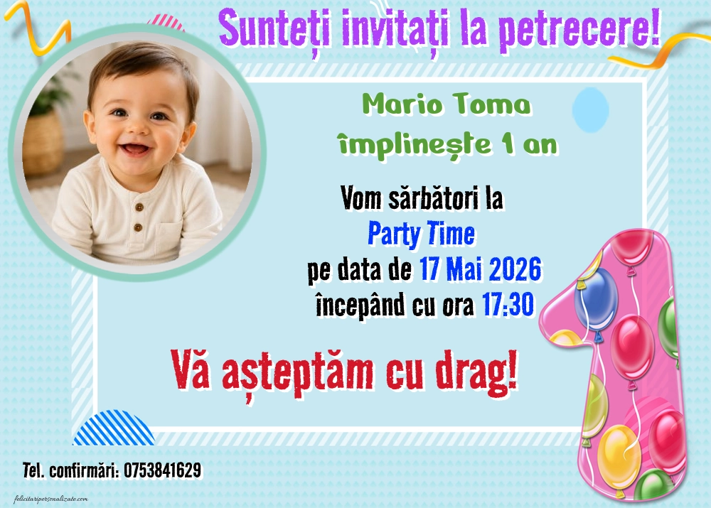 Exemplu completat: Invitație pentru 1 an