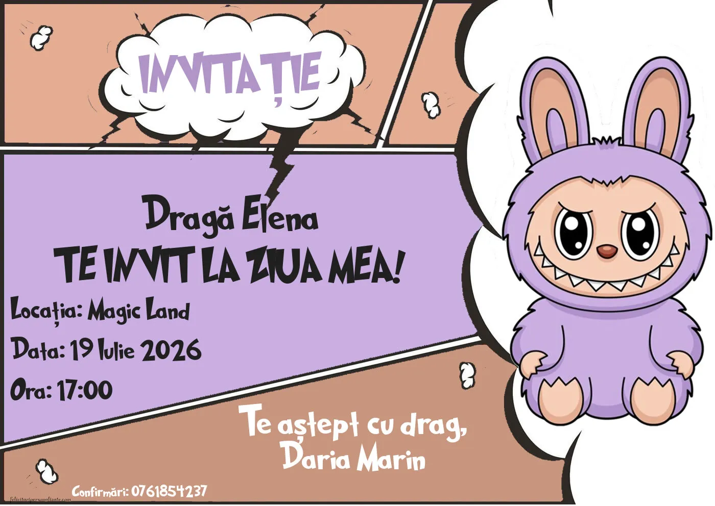 Invitație cu Labubu