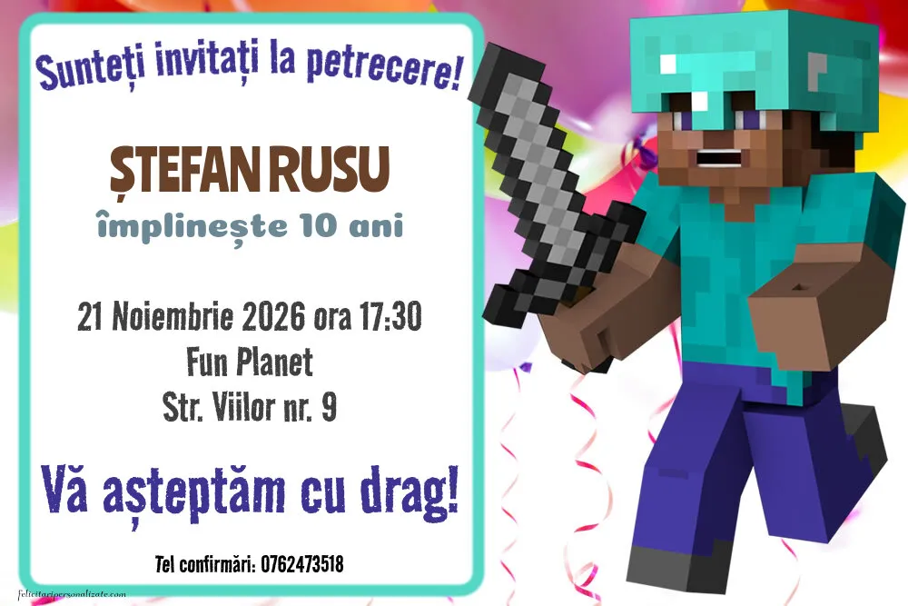 Invitație cu Minecraft