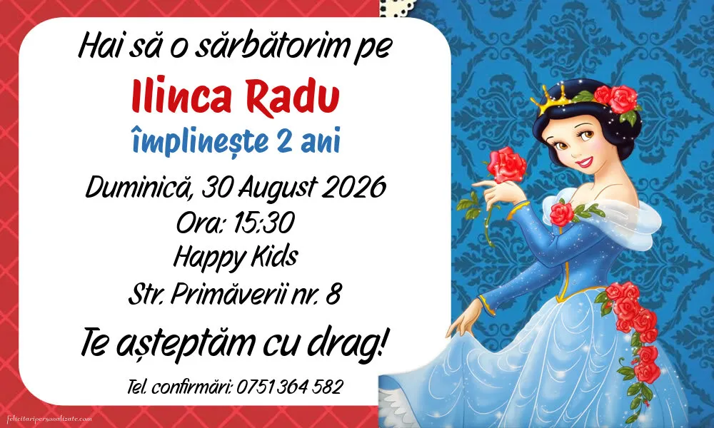 Invitație cu Albă ca Zăpada