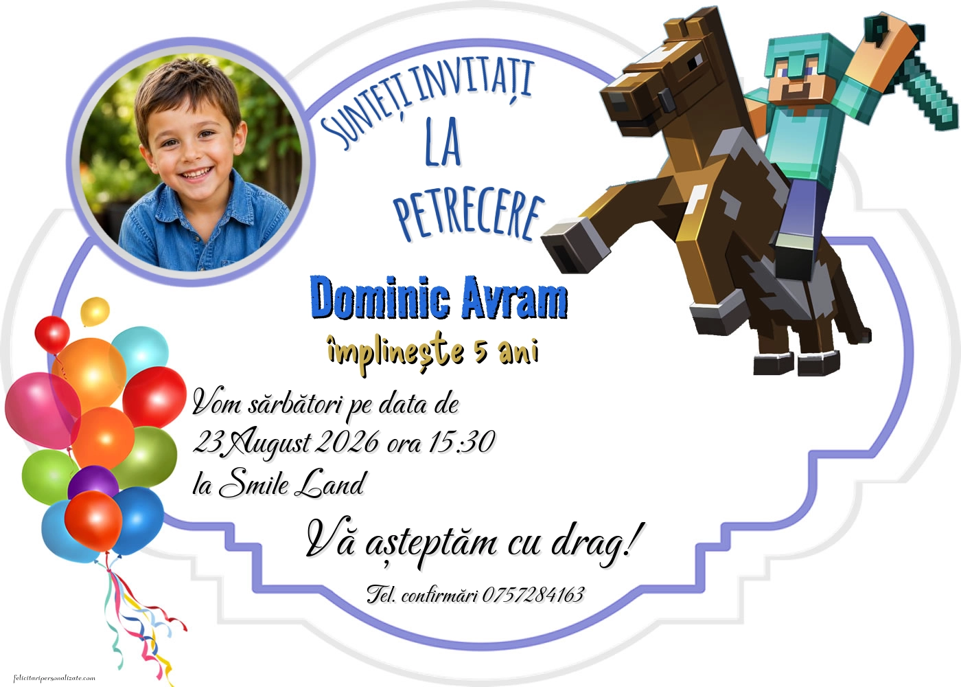 Invitație cu Minecraft